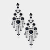 Large Black and Clear Crystal Chandelier Earrings 