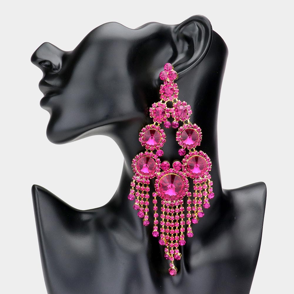 Long Fuchsia Chandelier Earrings