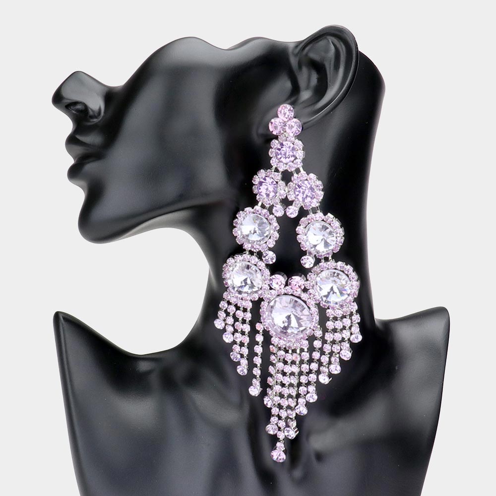 Large Lavender Crystal Chandelier Earrings
