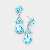 Little Girls Aqua Crystal Teardrop Earrings