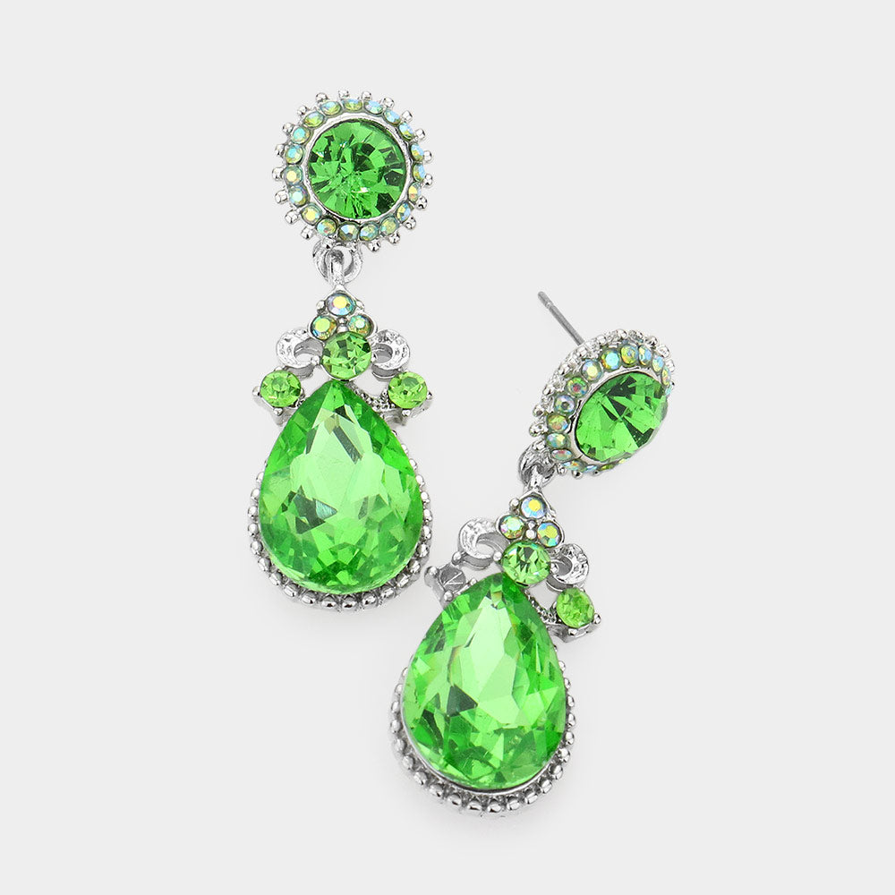 Little Girls Peridot Teardrop Earrings