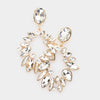 Clear Crystal Marquise Stone Open Oval Pageant Earrings on Gold