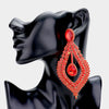 Long Red Crystal Chandelier Pageant Earrings