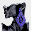 Long Blue Crystal Chandelier Pageant Earrings