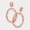 Peach Crystal Teardrop Large Circle Earrings