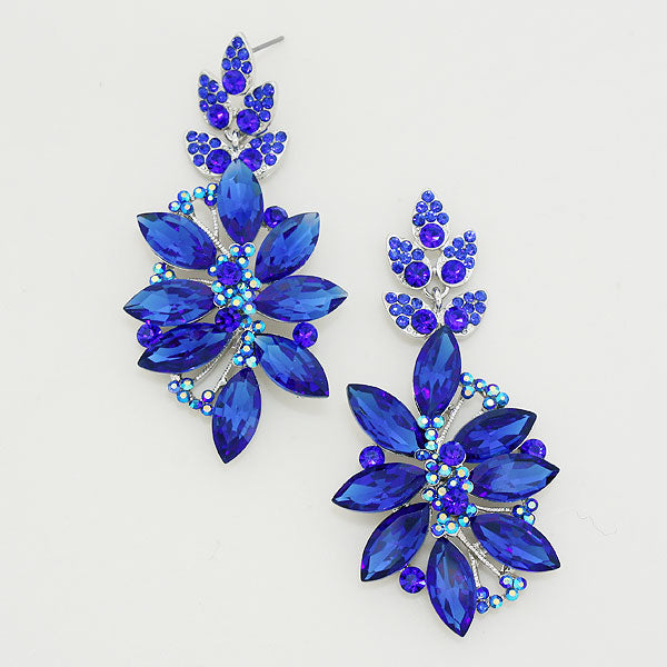 Sapphire Crystal Petal Pageant Earrings | Prom Earrings| 252546