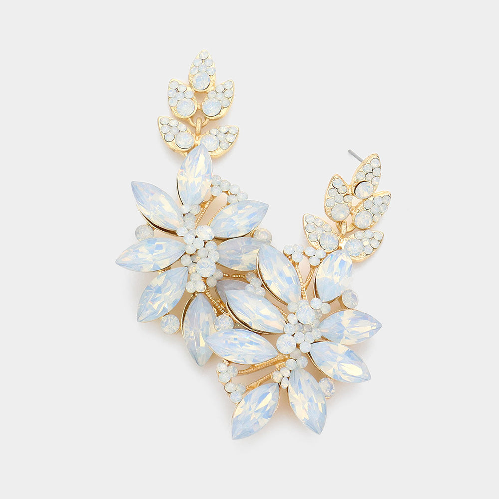 Opal Crystal Petal Pageant Earrings | Prom Earrings