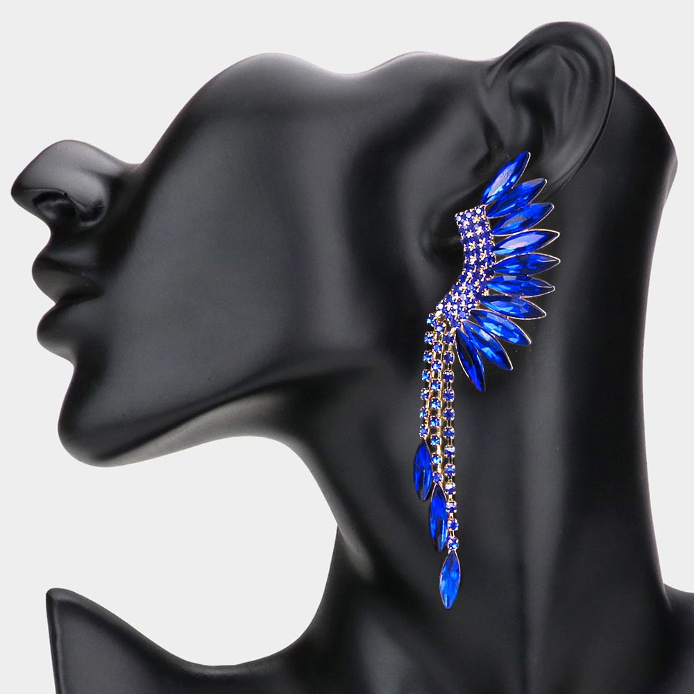 Sapphire Crystal Angel Wing Pageant Earrings  | Prom Earrings