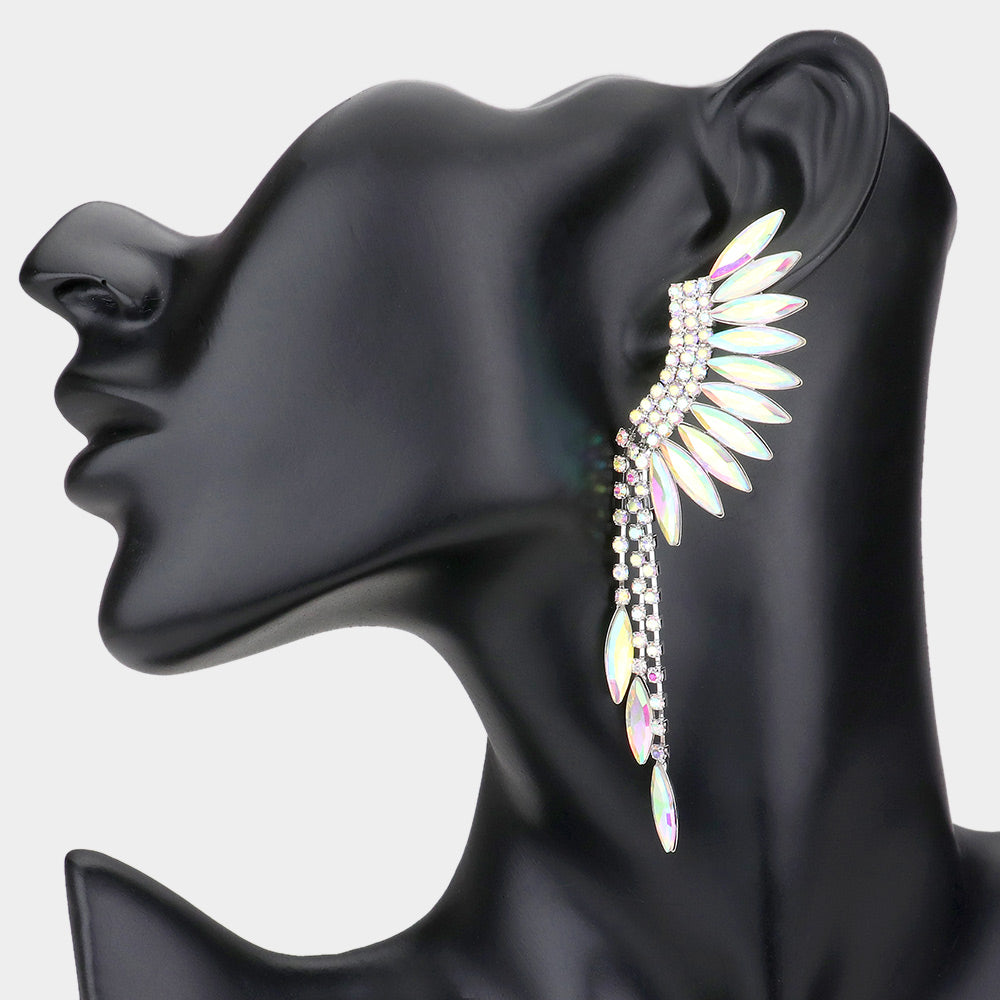 AB Crystal Angel Wing Pageant Earrings  | Prom Earrings