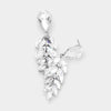 Clear Crystal Teardrop Marquise Pageant Earrings on Silver