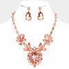 Peach Crystal Teardrop Stone Cluster Pageant Necklace  | Prom Necklace 
