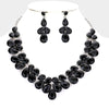 Black Crystal Teardrop Cluster Prom Necklace   | Pageant Necklace