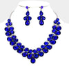 Blue Crystal Teardrop Cluster Prom Necklace  | Pageant Necklace