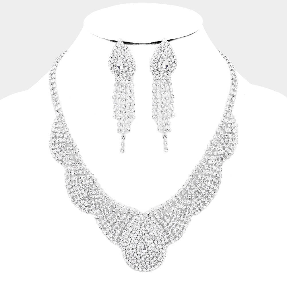 Clear Crystal Rhinestone Collar Evening Necklace | Prom Necklace