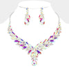 AB Marquise Stone Leaf Pageant Necklace  | Evening Necklace