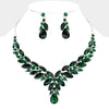 Emerald Marquise Stone Leaf Pageant Necklace  | Evening Necklace