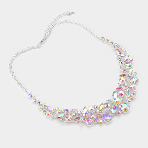 AB Crystal Floral Teardrop Pageant Necklace | Homecoming Jewelry | 486768
