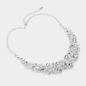 Clear Crystal Floral Teardrop Pageant Necklace | Homecoming Jewelry | 486770
