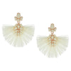 Ivory Stone and Fabric Fun Fashion Tassel Earrings on Rose Gold