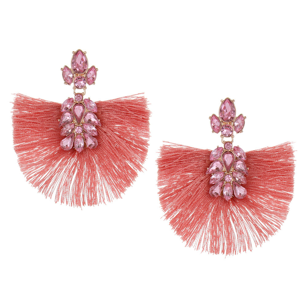 Coral hot sale tassel earrings