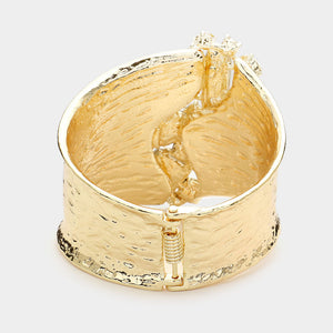 AB Multi Shaped Crystal Stone Embellished Hinged Pageant Bracelet | Evening Bracelet |  552062