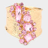 Pink Multi Shaped Crystal Stone Embellished Hinged Pageant Bracelet | Evening Bracelet