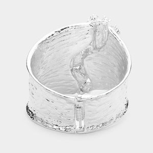Clear Multi Shaped Crystal Stone Embellished Hinged Pageant Bracelet  | Evening Bracelet |  504823