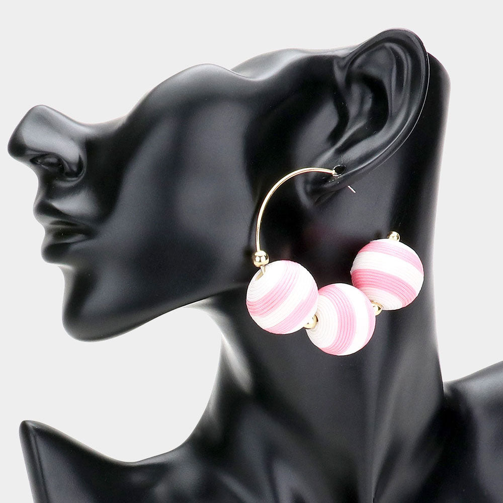 Pink Thread Ball Fun Fashion Earrings | Runway Earrings