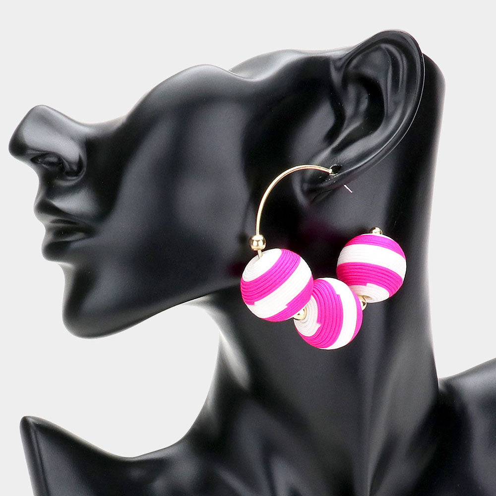 Fuchsia Thread Ball Fun Fashion Earrings | Runway Earrings