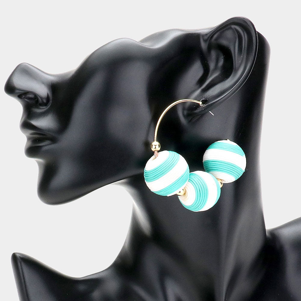 Turquoise Thread Ball Fun Fashion Earrings | Runway Earrings