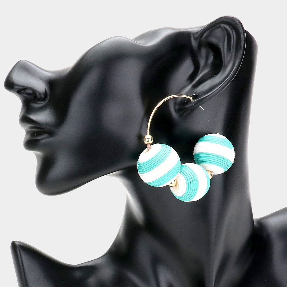 Turquoise Thread Ball Fun Fashion Earrings | Runway Earrings 