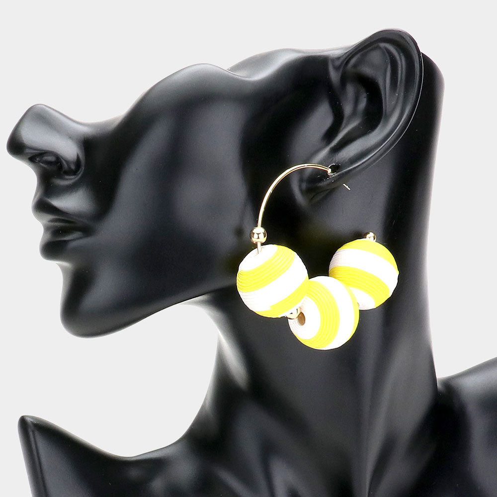 Yellow Thread Ball Fun Fashion Earrings | Runway Earrings