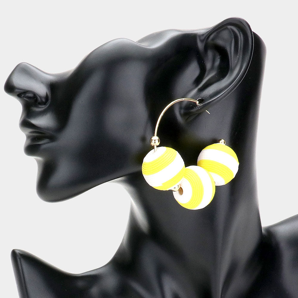 Yellow Thread Ball Fun Fashion Earrings | Runway Earrings 
