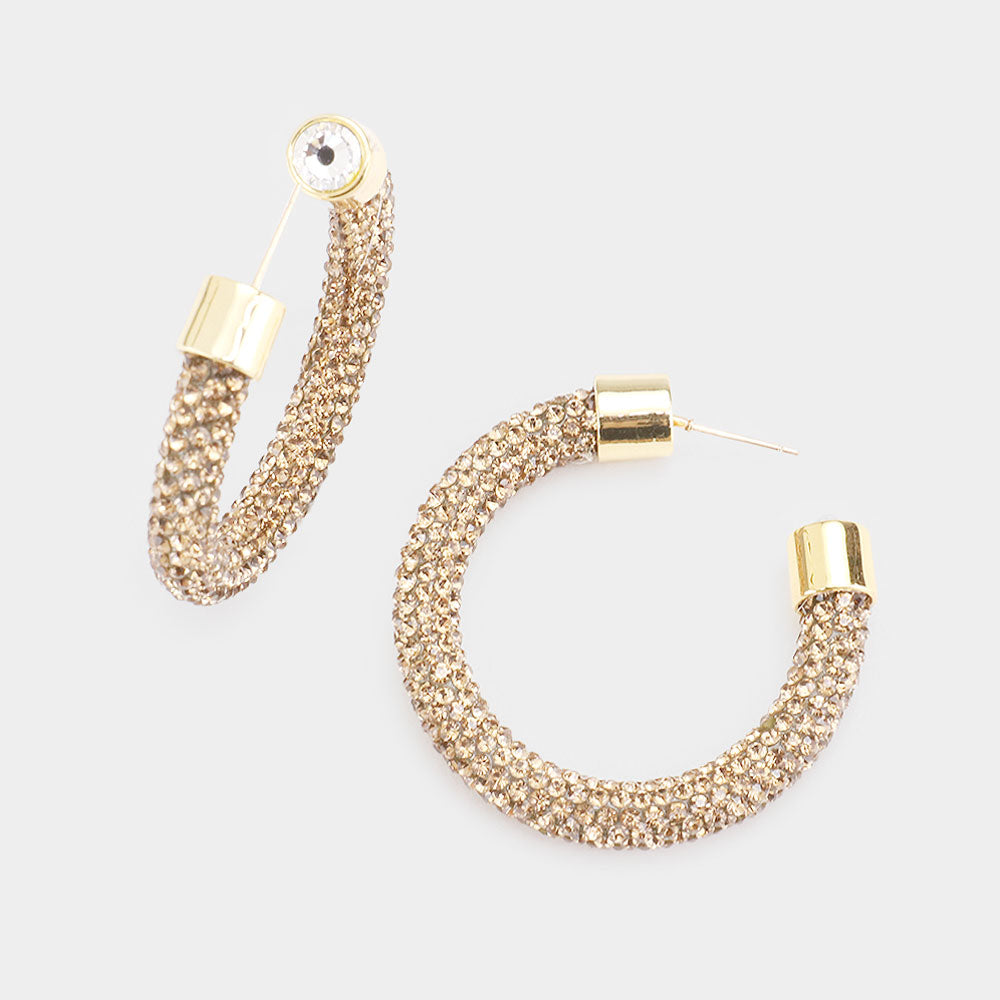 Topaz Rhinestone Half Hoop Earring