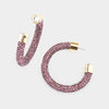 Amethyst Rhinestone Half Hoop Earring 