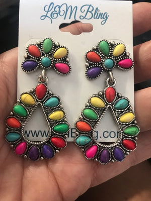 Small Multi Color Drop Earrings
