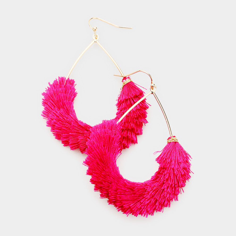 Fun Fashion Fuchsia Drop Tassel Earrings