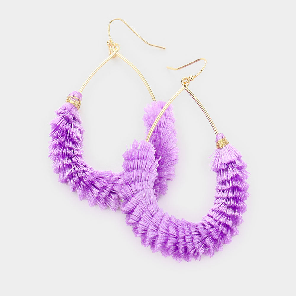Fun Fashion Lavender Drop Tassel Earrings