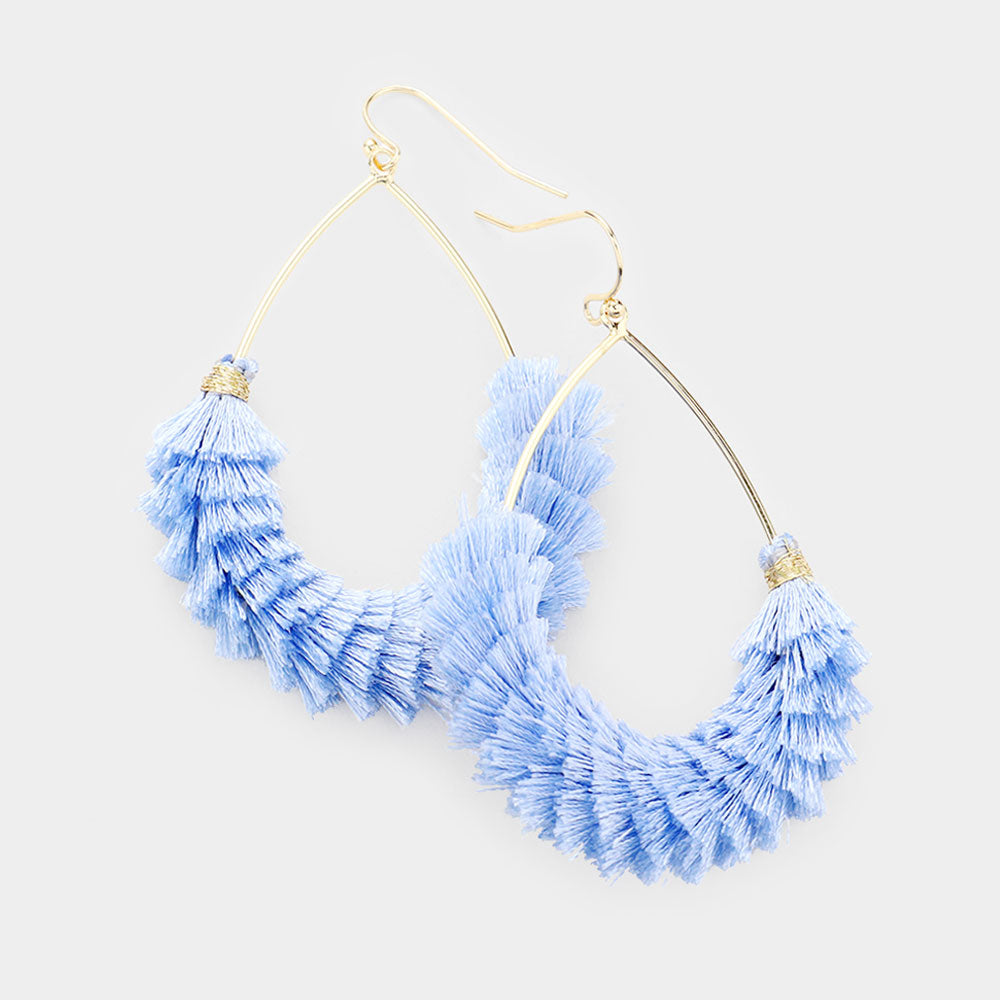 Fun Fashion Light Blue Drop Tassel Earrings