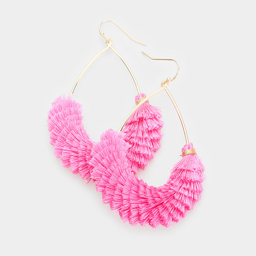 Fun Fashion Pink Drop Tassel Earrings
