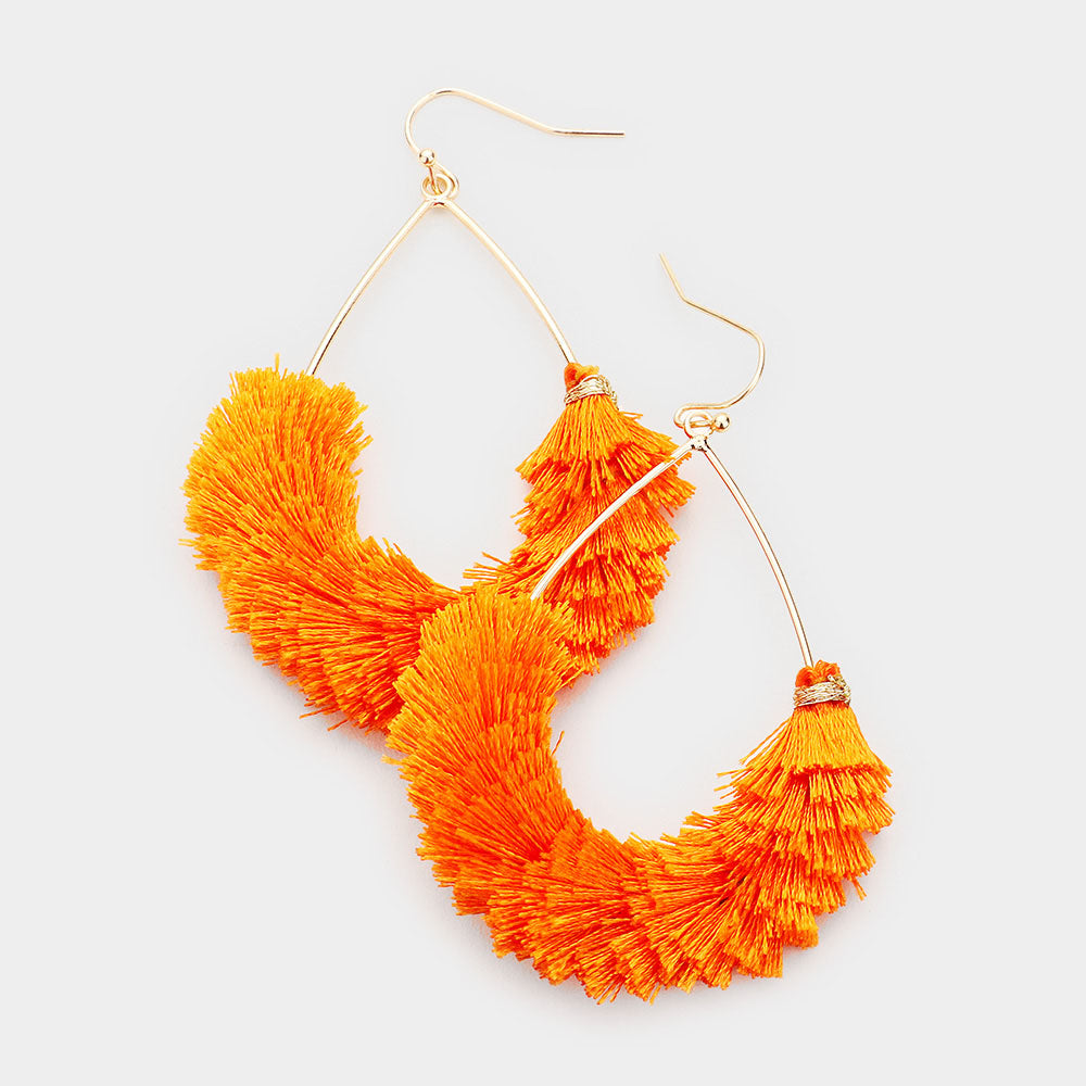 Fun Fashion Orange Drop Tassel Earrings