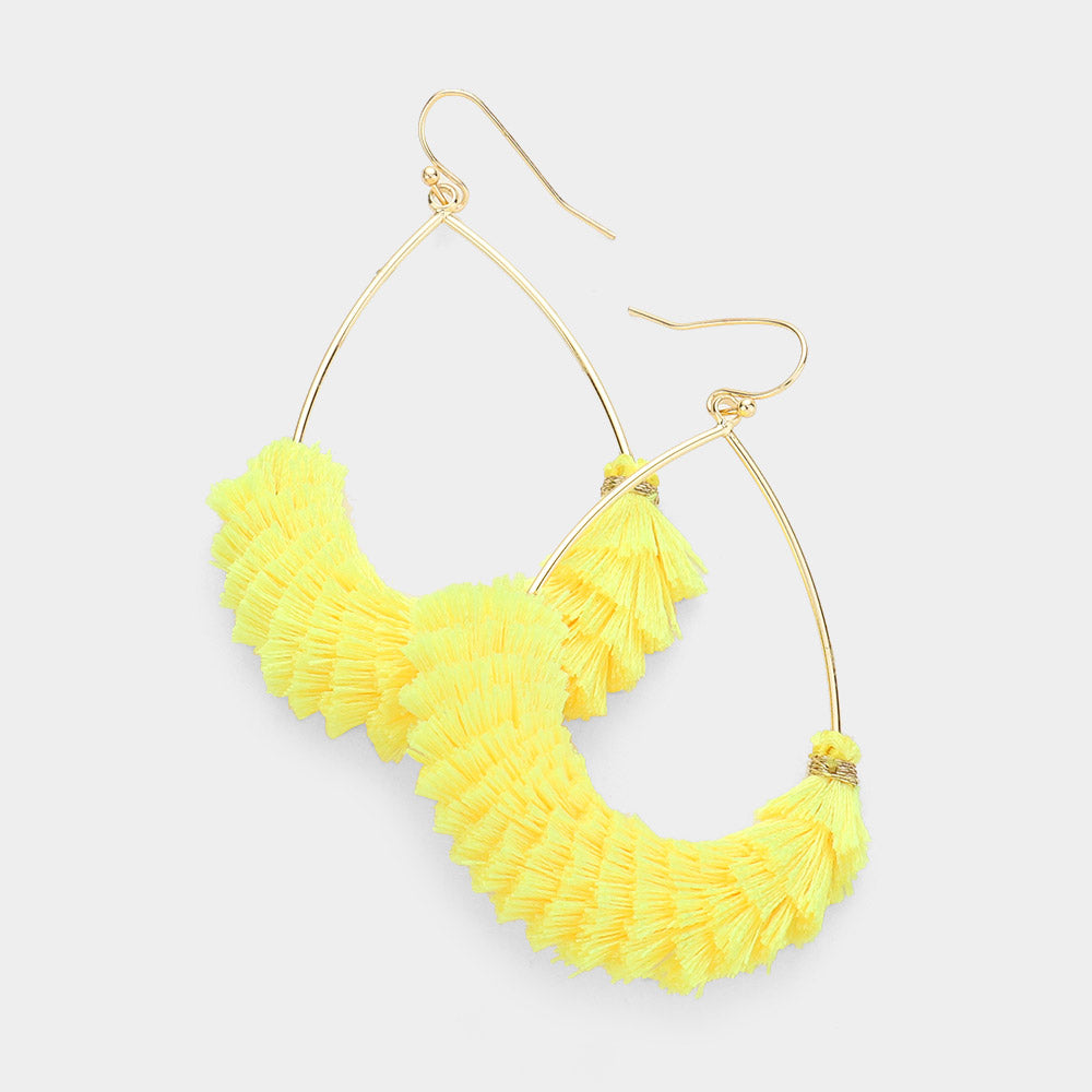 Fun Fashion Yellow Drop Tassel Earrings