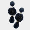 Black Seed Beaded Dome Ball Teardrop Fun Fashion Pageant Earrings | Runway Earrings
