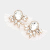 White Multi Stone Fan Tassel Fun Fashion Earrings | Outfit of Choice Earrings