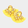 Yellow Multi Stone Fan Tassel Fun Fashion Earrings | Outfit of Choice Earrings