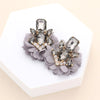 Elegant Multi Gray Stone Embellished Fabric Cluster Pageant Earring | Runway Earrings