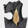 Large Gold Mesh Chain Dangle Pageant Earrings| Runway Earrings