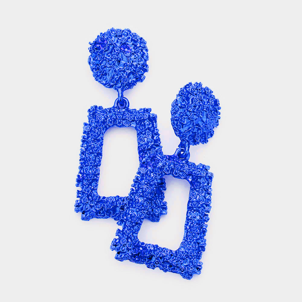 Blue Metal Fun Fashion Knocker Earrings | Fun Fashion Earrings 