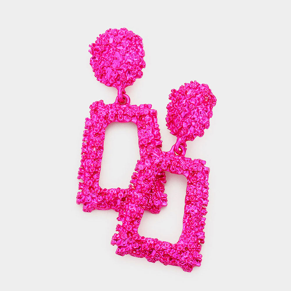 Fuchsia Metal Fun Fashion Knocker Earrings | Fun Fashion Earrings 