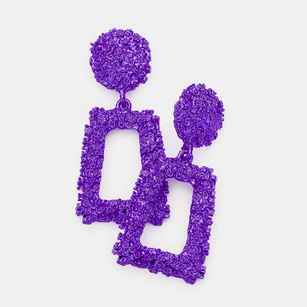 Purple Metal Fun Fashion Knocker Earrings | Fun Fashion Earrings 